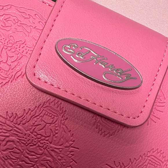 Ed Hardy Vibrant Pink Embossed Wristlet - Picture 8 of 8